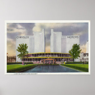 Póster Exibição dos motores de Chrysler, a feira 1934 d