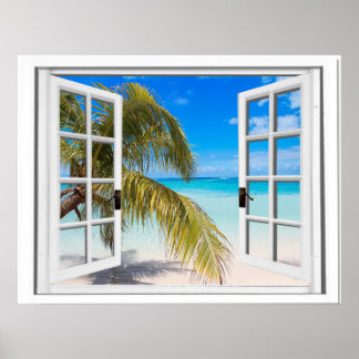 Poster Exibição em Praia da Janela da Árvore Palm