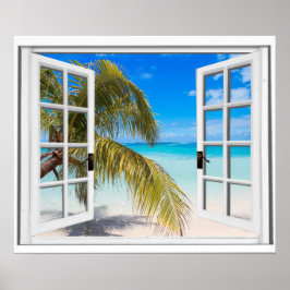 Poster Exibição em Praia da Janela da Árvore Palm