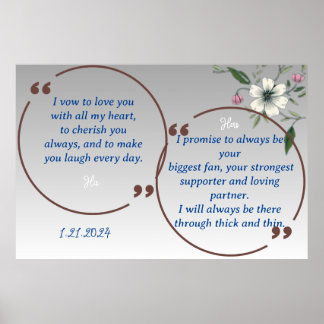 POSTER EXIBIÇÃO GRADIENT BLUE FLORAL WEDDING VOWS