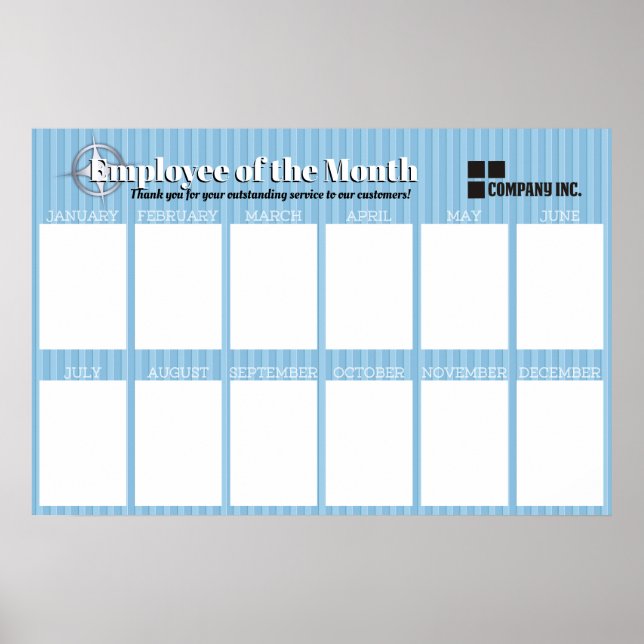 Poster exibição mensal de funcionários para fotos 4x6 (Frente)