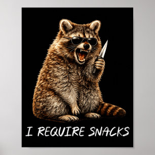 Poster Exijo lanches guaxinim meme engraçado de animais h