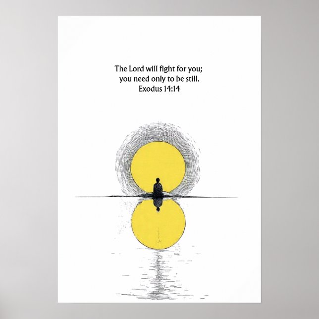 Poster Êxodo 14:14 Versículo da Bíblia Arte Cristã para P (Frente)