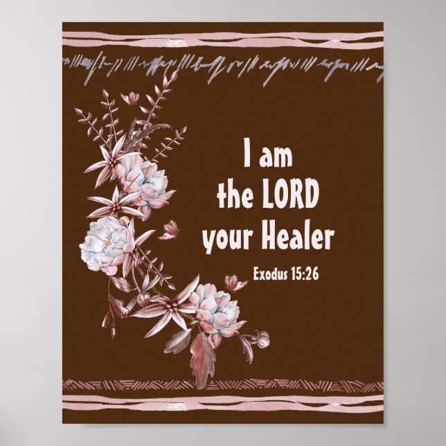 Poster Êxodo 15:26 Eu sou o Senhor Sua Bíblia Healer Vers (Frente)
