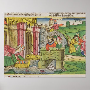 Poster Êxodo 2 1-6 Moses que está sendo flutuado abaixo
