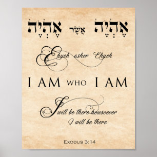 Poster Exodus 3 verse 14 I AM who I AM Parchment Effect