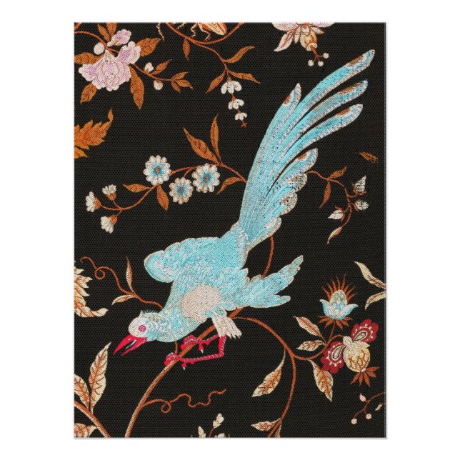 Póster Exotic Asian Birds And Flowers Embroidery (Frente)