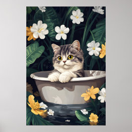 Poster Exotic Shorthair In Bathtub Poster, Funny Cat