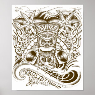 Poster exótico do Podcast da ilha de Tiki