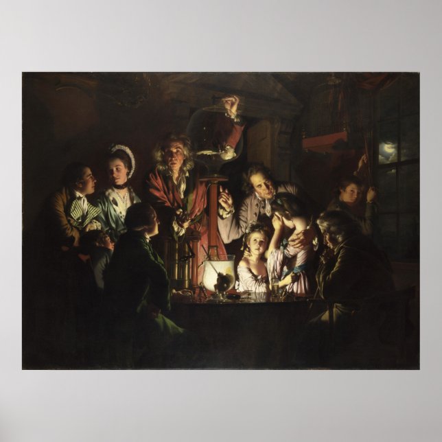 Póster Experiência em Pássaro em Bomba de Ar por Wright (Frente)