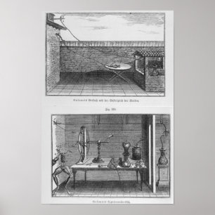 Póster Experiência em sapos por Louis Galvani