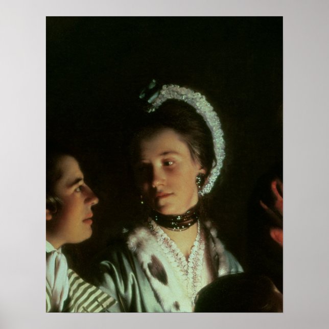 Poster Experimento em um Pássaro na Bomba de Ar, 1768 (Frente)