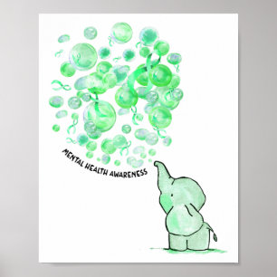 Poster Explode Balões Verdes Sensibilização Para A Saúde 