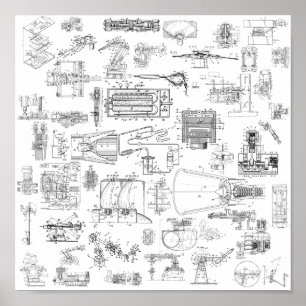 Poster Exploded View Patent Diagrams Print
