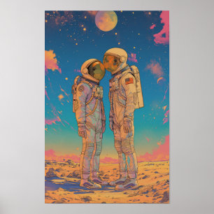 Poster Exploração de Astronautas Femininas em Planetas do