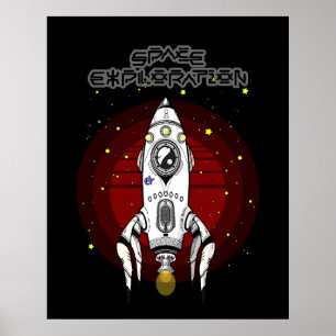 Poster Exploração do Espaço de Futurismo Retroativo