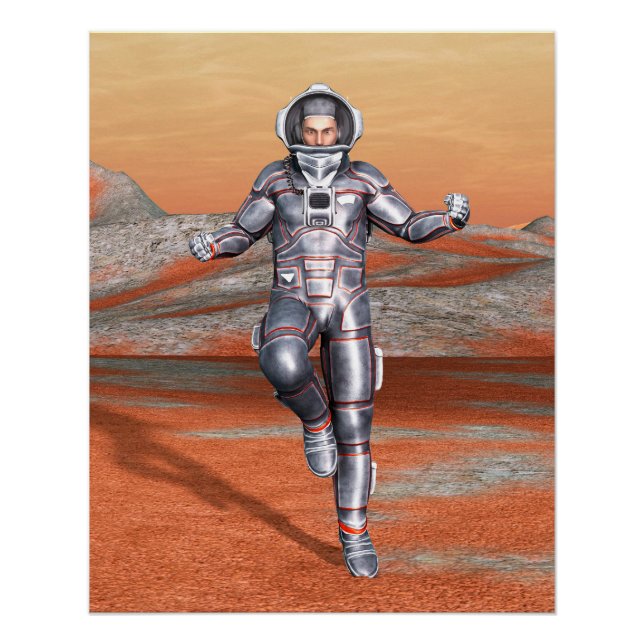 Póster Explorador de Marte Astronauta Planeta Alien Arte  (Frente)
