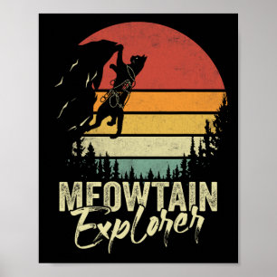 Poster Explorador Vintage Meowtain Climber de Rocha Retro