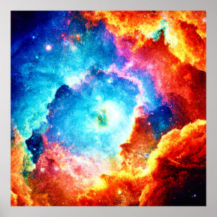 Poster Explorando a Arte Nebula Colorida