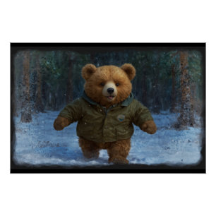 Póster Explorando Arte do Urso de Teddy para Crianças