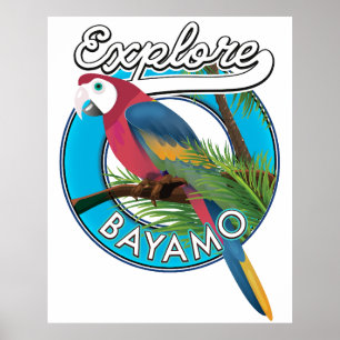 Poster Explorar o Cartaz do logotipo retrô do Havaí
