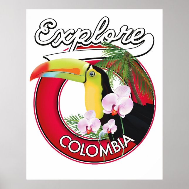 Poster Explore Colômbia logotipo retrô (Frente)