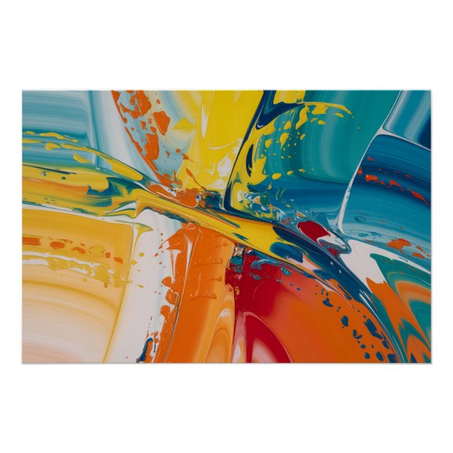 Póster Explosão Abstrata de Alto Brilho (Frente)