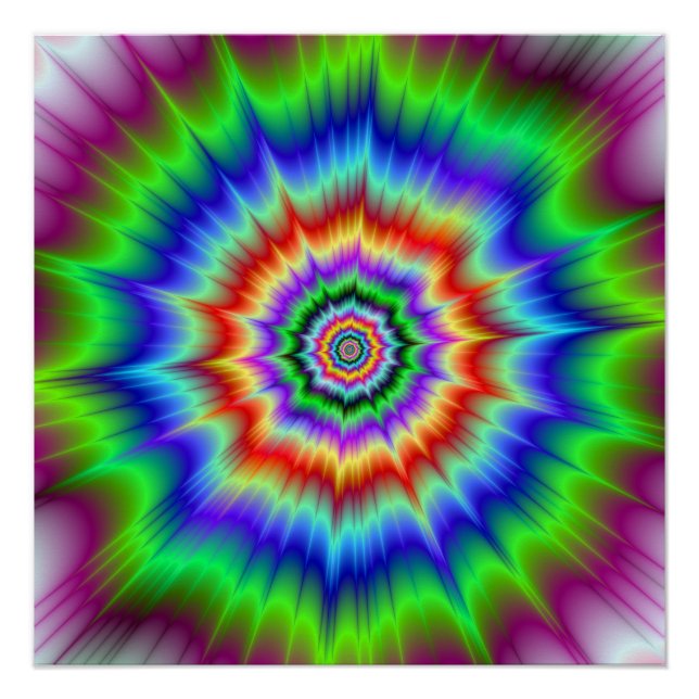 Póster Explosão Arco-Íris O Poster Perfeito Zazzle (Frente)