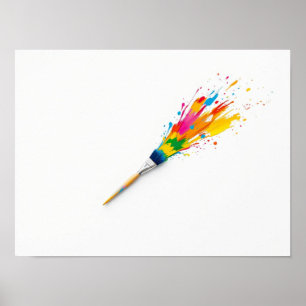 Poster Explosão Artística de Pincel Colorido Arte de Borr