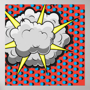 Póster Explosão cómica do estilo do pop art