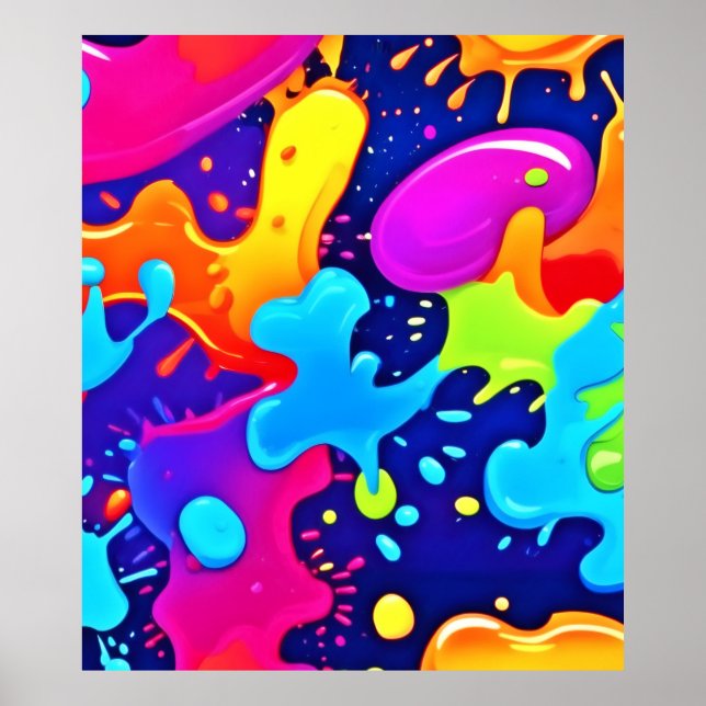 Poster Explosão de Arte com Chuva de Cores Vibrantes (Frente)