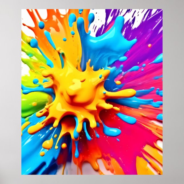 Poster Explosão de cor: Abstrato Paint Splatter (Frente)