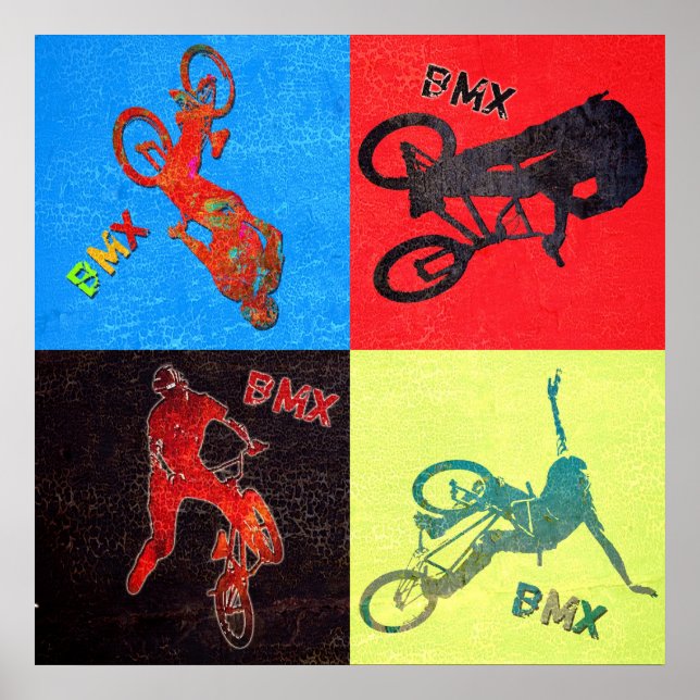 Póster Explosão de cor BMX, Copyright Karen J Williams (Frente)