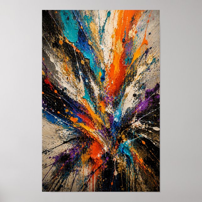 Poster Explosão de Cores Abstrato  (Frente)