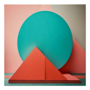 Póster Explosão de Cubos Laranja Geométrico Abstrato