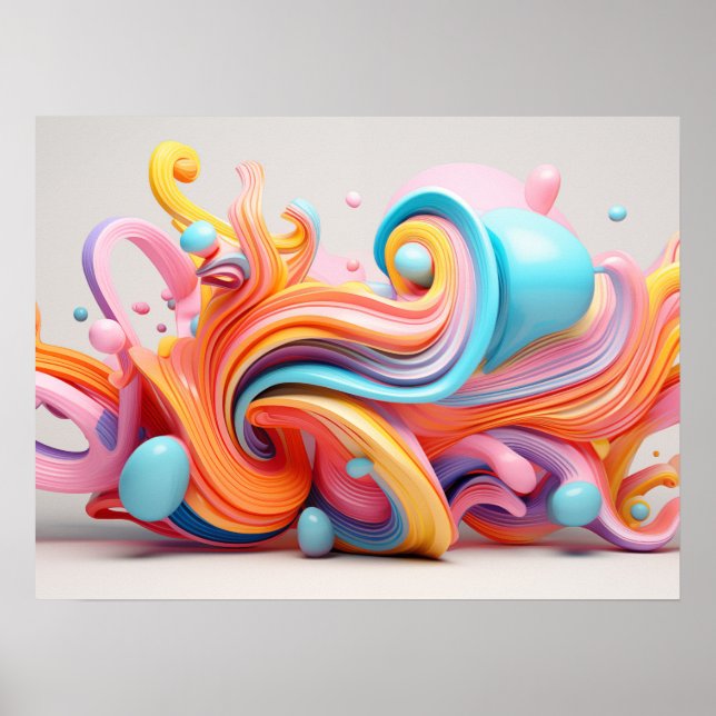 Poster Explosão de formas de cor pastel (Frente)