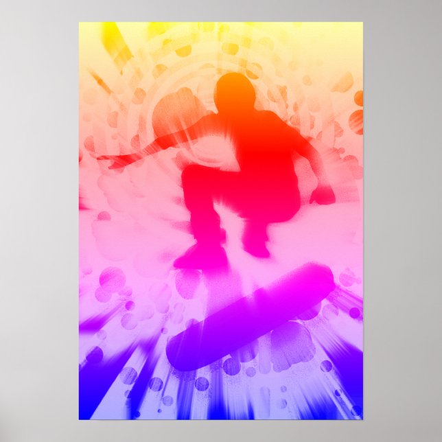 Poster explosão de luz de skate (Frente)