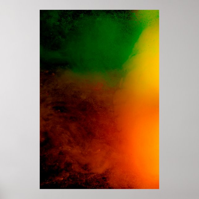 Poster explosão de poeira abstrato num fundo preto (Frente)