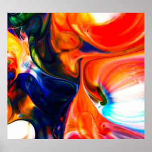 Poster Explosão de tinta digital: Abstrato colorido