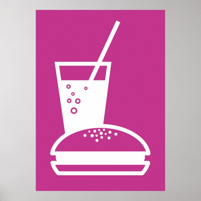 Póster explosão do hambúrguer e do sabor rosa da limonada (Frente)