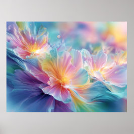 Poster Explosão floral cósmica abstrata em pastel