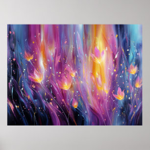 Poster Explosão floral luminosa abstrata
