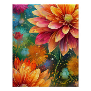 Póster Explosão Floral: Padrão de Cor de Quebra