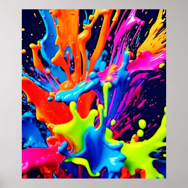 Poster Explosão Fluida de Tinta Neon (Frente)