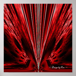 Póster Explosão - Fractal vermelho do branco de n