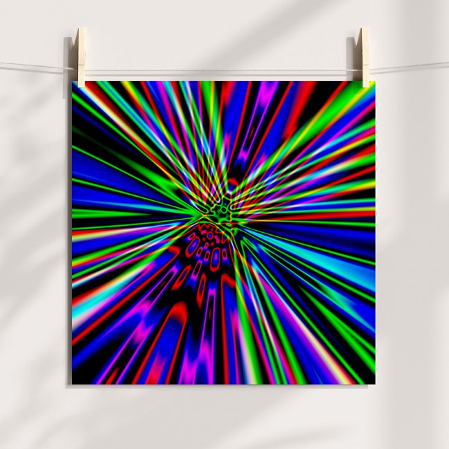 Póster Explosão neon (Neon Explosion Abstract Digital Poster)