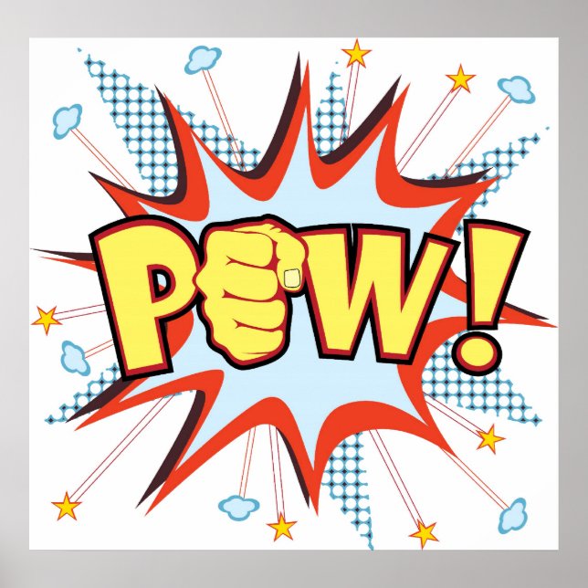 Póster explosão tipo quadrinhos pow (Frente)