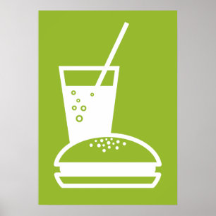 Póster explosão verde do gosto do hamburguer e da