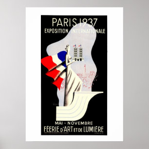 Póster Expo 1937 53 x 73 do mundo de Paris do art deco do