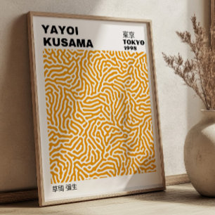 Poster Exposição Abstrata Amarela de Yayoi Kusama Japones